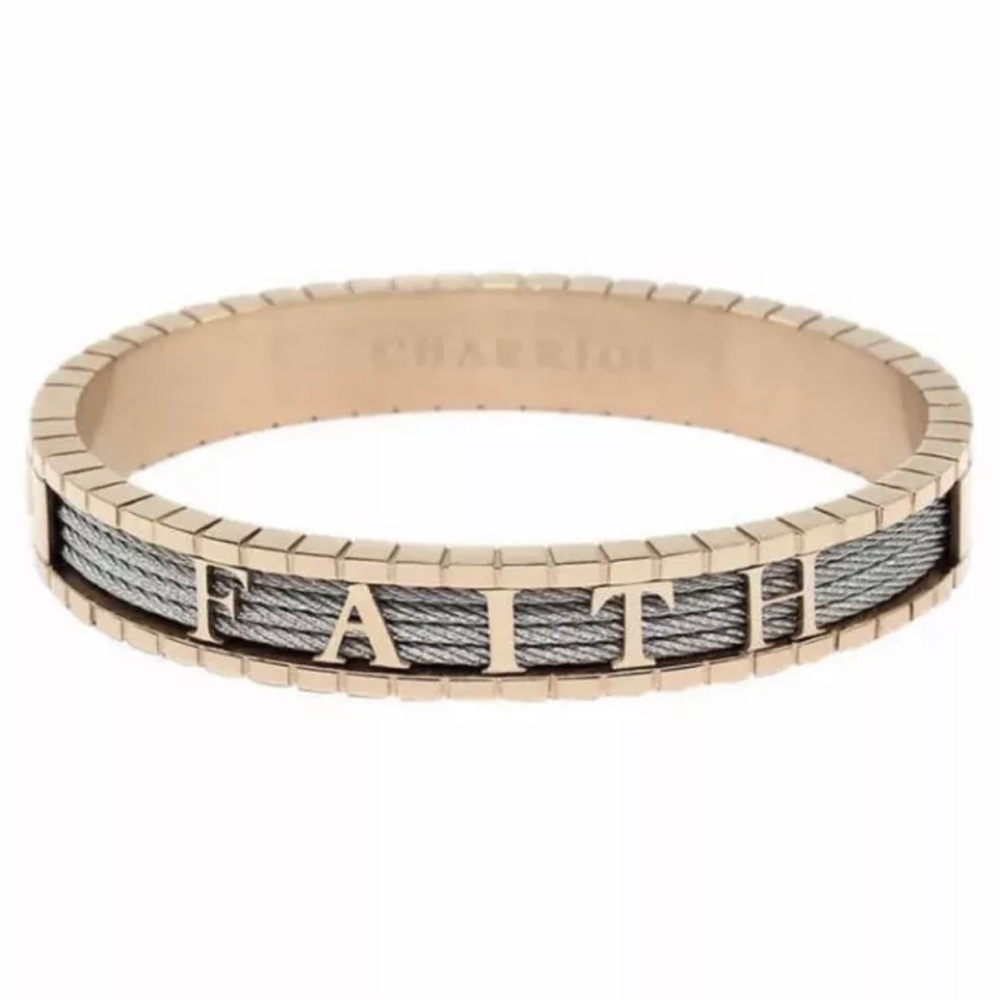 Charriol Forever "Faith" Bangle Bracelet Rose Gold